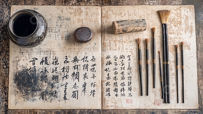 高清大图下载【趣麦麦图】手写文房四宝