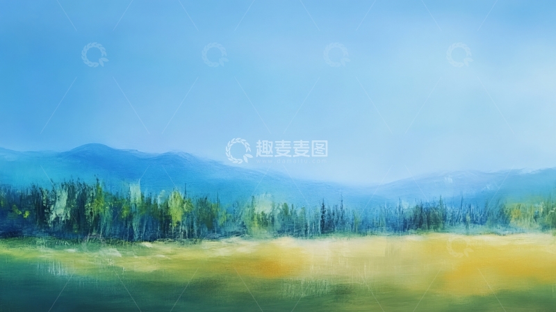 高清大图下载【趣麦麦图】禾木风景插画