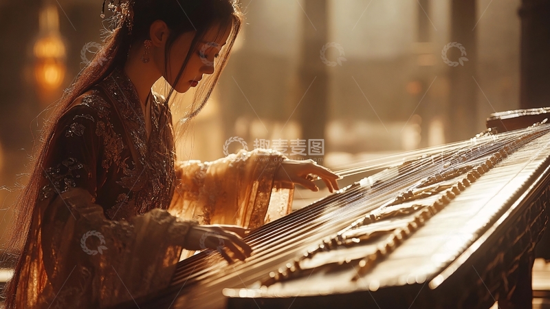 高清大图下载【趣麦麦图】古装美人弹琴