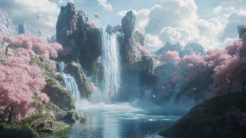 桃源仙境流水山川