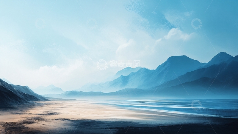 高清大图下载【趣麦麦图】蓝调远山背景22