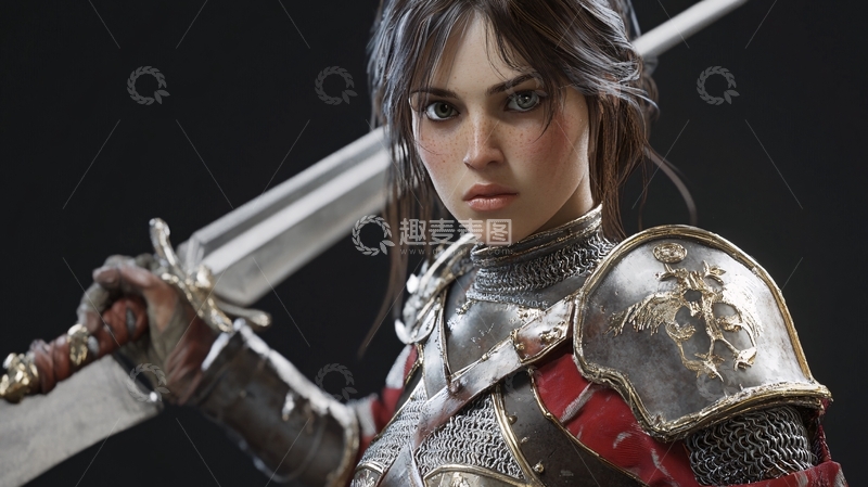 高清大图下载【趣麦麦图】盔甲女战士3