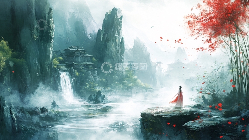 高清大图下载【趣麦麦图】古风人像水墨山水29