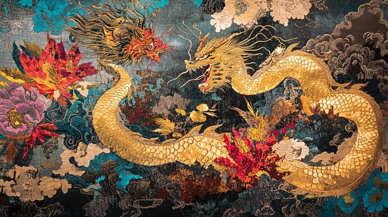 高清大图下载【趣麦麦图】金龙壁画