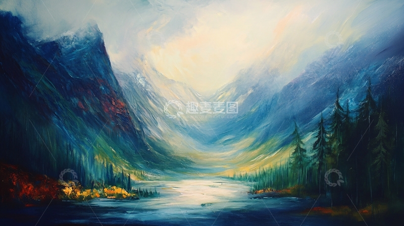 高清大图下载【趣麦麦图】唯美山水油画3