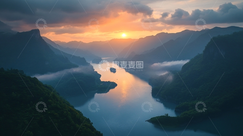 高清大图下载【趣麦麦图】乌江画廊清晨2