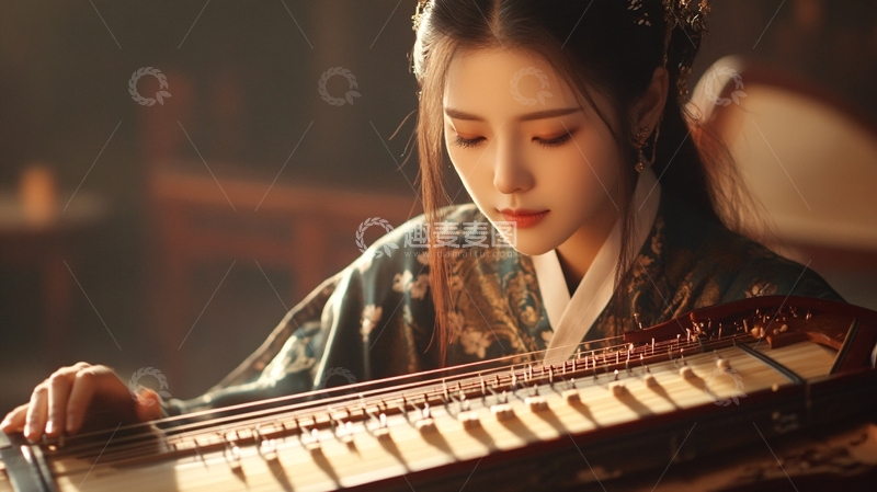 高清大图下载【趣麦麦图】古筝与汉服