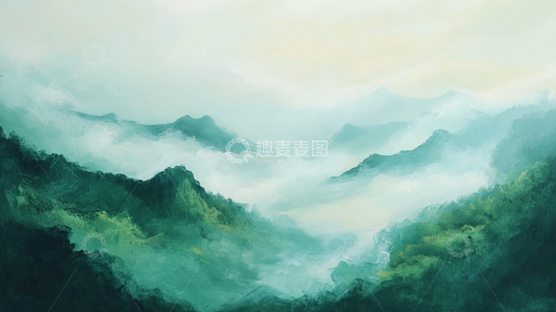高清大图下载【趣麦麦图】云雾山景画1