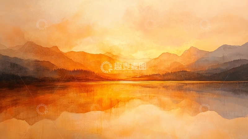 高清大图下载【趣麦麦图】暖调山水背景3