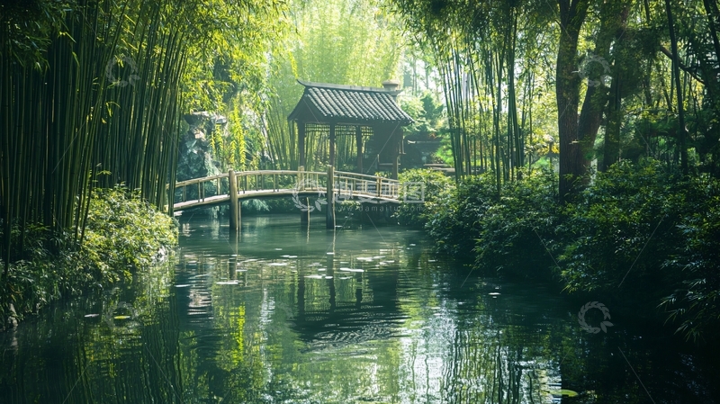 高清大图下载【趣麦麦图】竹林幽亭