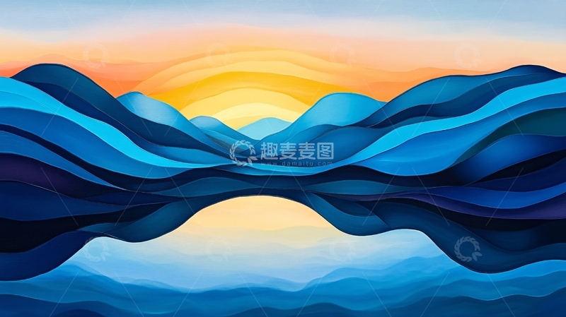 高清大图下载【趣麦麦图】高端山水线包装插画14