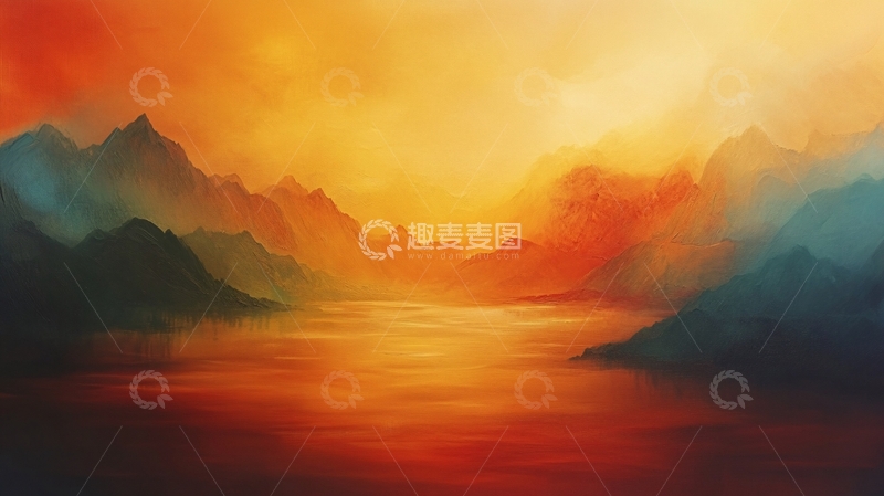 高清大图下载【趣麦麦图】渐变色彩山水画9