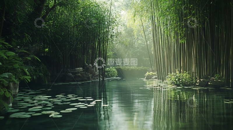 高清大图下载【趣麦麦图】新中式意境竹林6
