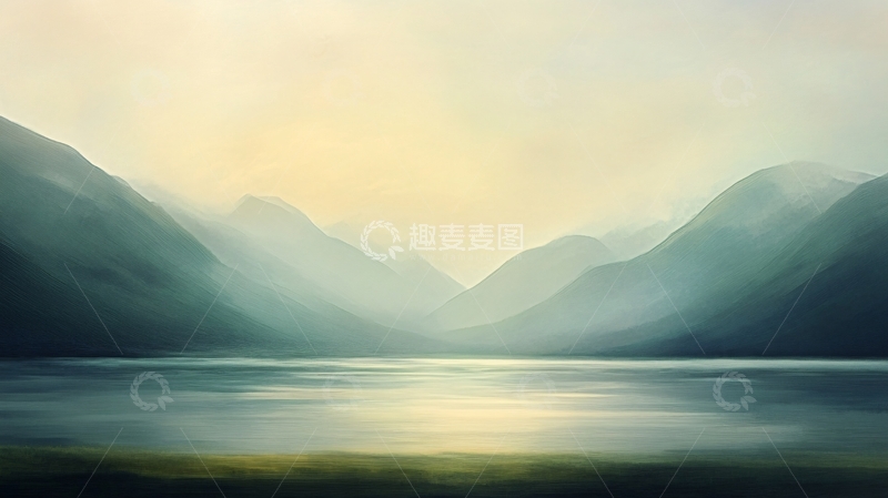 高清大图下载【趣麦麦图】渐变色彩山水画10