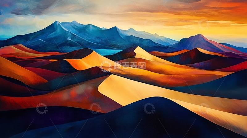 高清大图下载【趣麦麦图】七彩丹霞插画