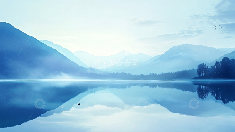 高清大图下载【趣麦麦图】蓝色梦幻山水风情30