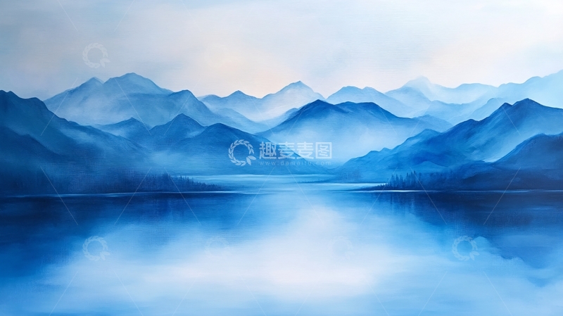 高清大图下载【趣麦麦图】蓝色梦幻山水风情31