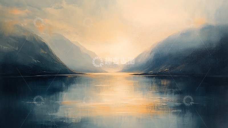 高清大图下载【趣麦麦图】湖畔意境艺术画8