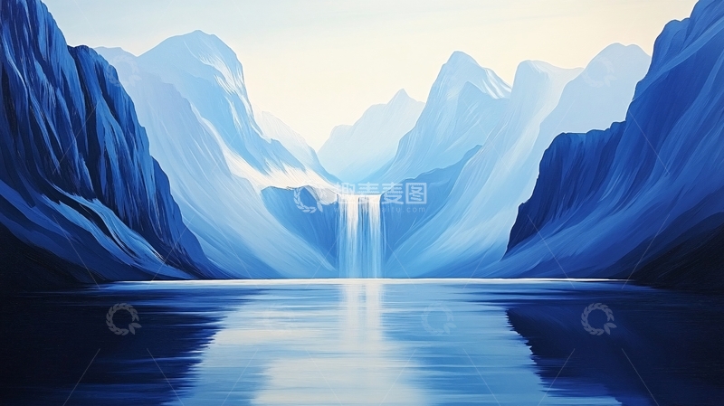 高清大图下载【趣麦麦图】瀑布插画1