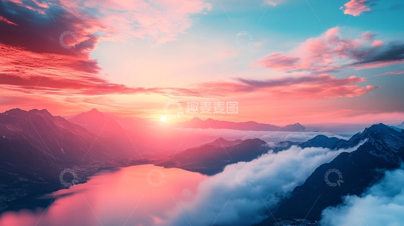 高清大图下载【趣麦麦图】红日云海