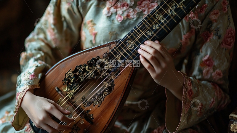 高清大图下载【趣麦麦图】古典美女演奏