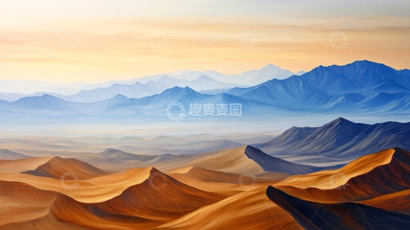 高清大图下载【趣麦麦图】阿拉善插画宣传背景6