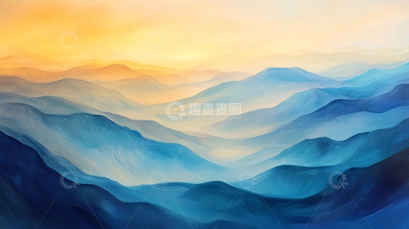 高清大图下载【趣麦麦图】渐变色彩山水画14