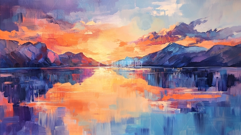 高清大图下载【趣麦麦图】湖面插画5