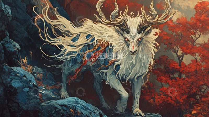 高清大图下载【趣麦麦图】山海经异兽鹿蜀1