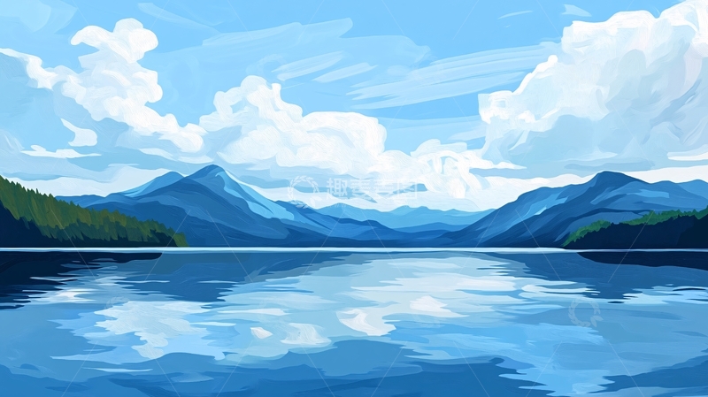 高清大图下载【趣麦麦图】山湖插画30