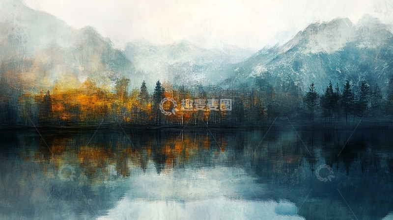 高清大图下载【趣麦麦图】湖畔意境艺术画10