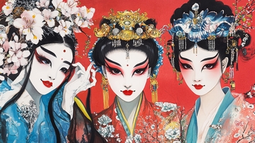 京剧花旦无框画