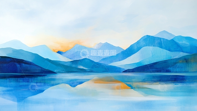 高清大图下载【趣麦麦图】渐变色彩山水画15