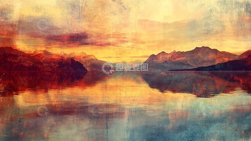 高清大图下载【趣麦麦图】湖畔意境艺术画12