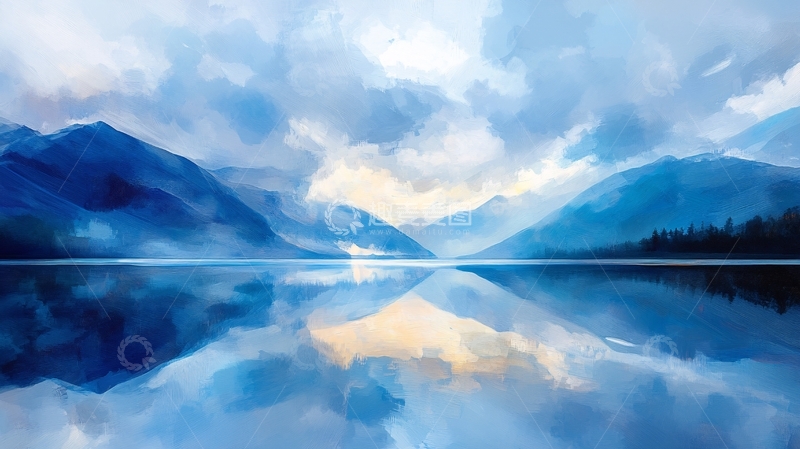 高清大图下载【趣麦麦图】山湖插画36