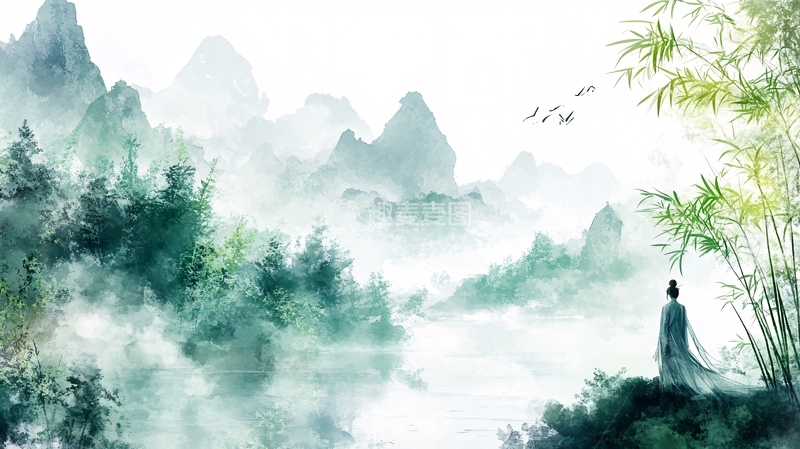 高清大图下载【趣麦麦图】古风人像水墨山水30