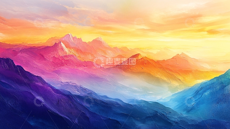 高清大图下载【趣麦麦图】壁画电脑画山脉高山