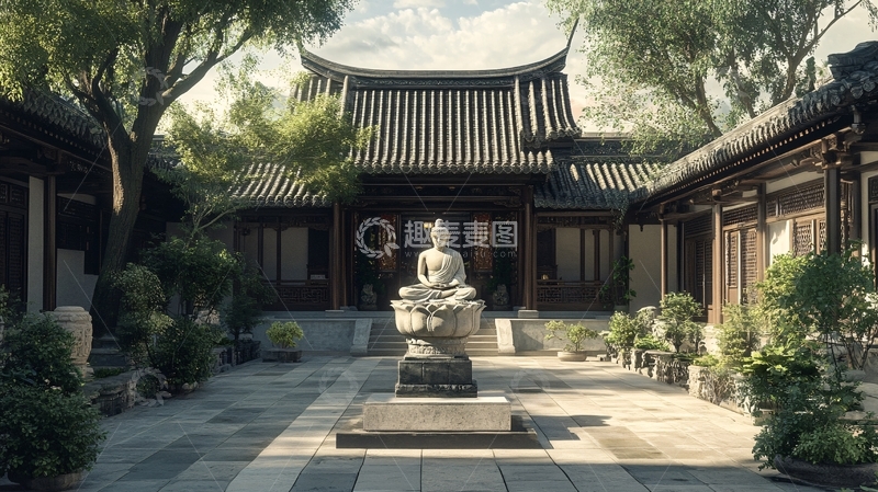 高清大图下载【趣麦麦图】石塔庭院佛像