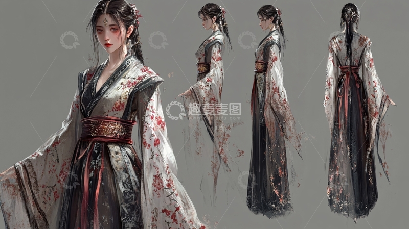 高清大图下载【趣麦麦图】红衣少女设计古风16