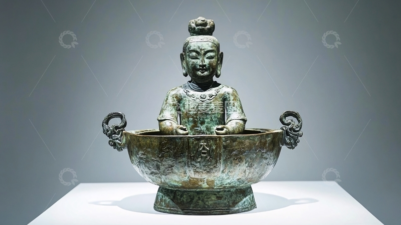 高清大图下载【趣麦麦图】铜顶尊跪坐人像