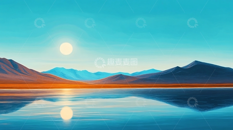 高清大图下载【趣麦麦图】湖面插画6