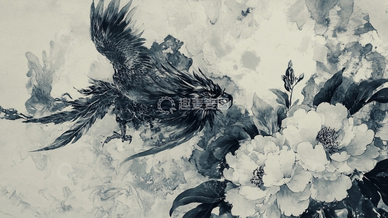 高清大图下载【趣麦麦图】水墨插画北朱雀1