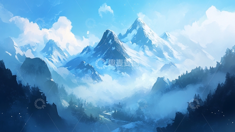 高清大图下载【趣麦麦图】雪山原画35