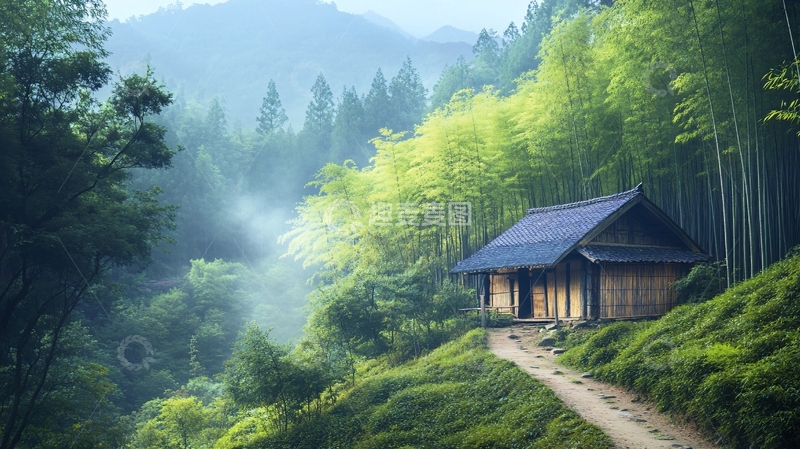 高清大图下载【趣麦麦图】竹林深处有人家