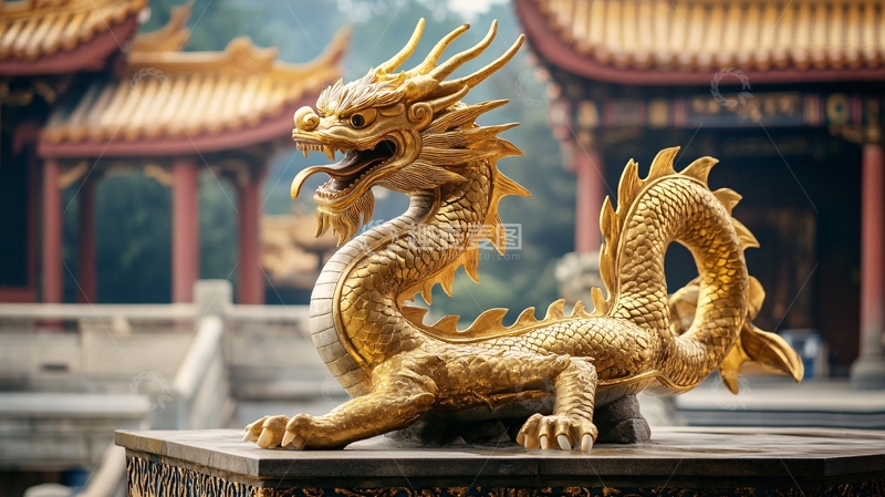 高清大图下载【趣麦麦图】金龙铜像