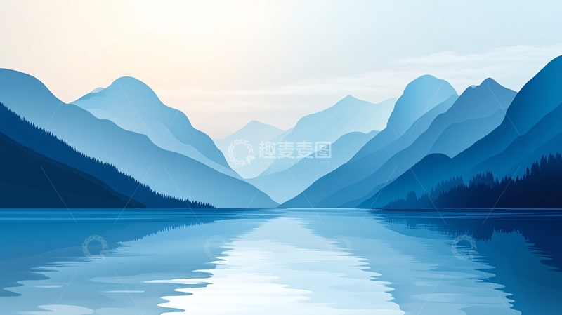 高清大图下载【趣麦麦图】山湖插画43