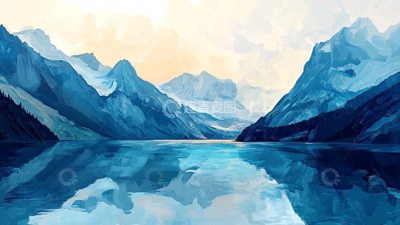 高清大图下载【趣麦麦图】山湖插画44