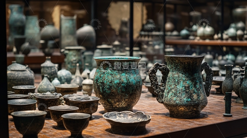 高清大图下载【趣麦麦图】陶器瓷器展示品特写