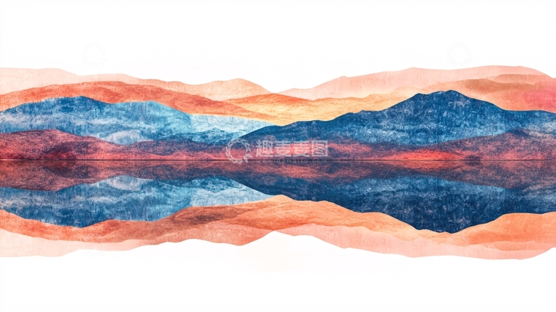 高清大图下载【趣麦麦图】彩色水墨群山背景墙4
