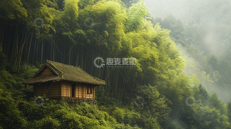 高清大图下载【趣麦麦图】竹林深处人家1